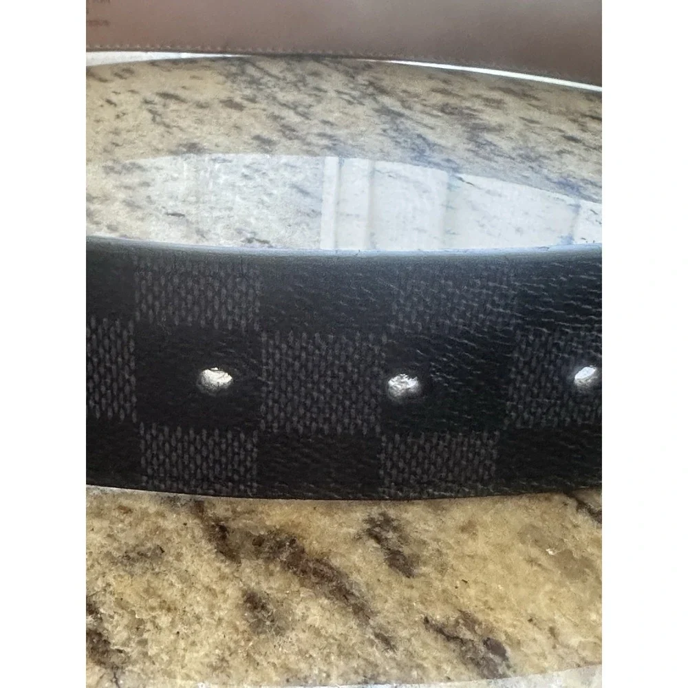 Louis Vuitton Damier Graphite LV Belt, Large Initials- mens Designer Sz44/110